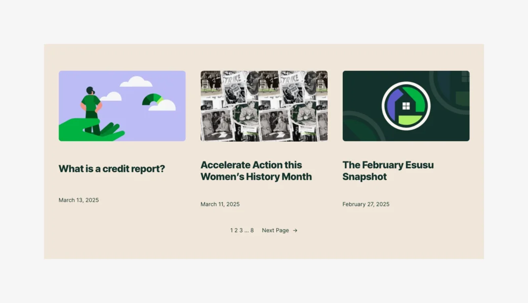 A blog archive with instant pagination, an example of the fast performance of the WordPress Interactivity API.