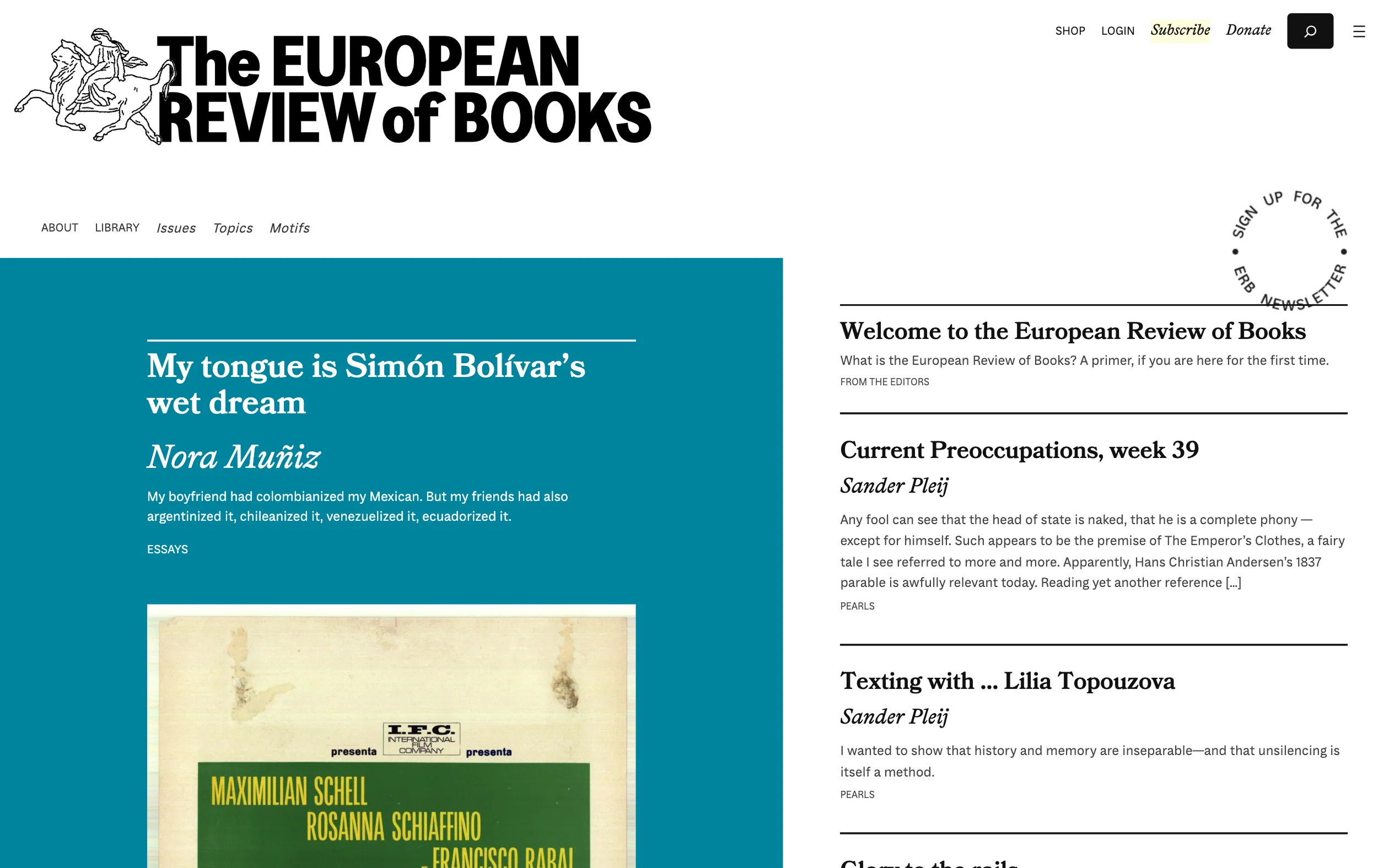 The European Review of Books website