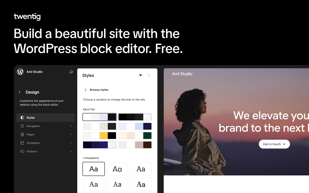 Twentig One theme and Twentig plugin for the WordPress block editor.